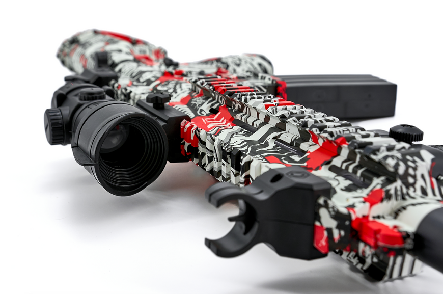 Детский автомат гель бластер (orbeez gun) на Орбизах М416. Красный граффити GLEМ416GRMMMAAA фото