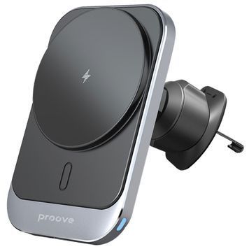 Автомобільний тримач з Бездротовим ЗП Proove Square Magnetic Pro 15W metal gray WHSP15010004 фото